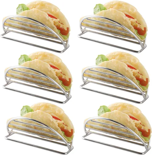 Soporte para tacos de acero inoxidable, soporte para tacos, juego de cocina para tortillas, burritos, fiestas y restaurantes (soportes para taco)