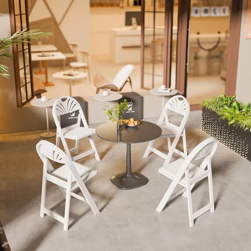 Miniatura 8 de VINGLI Silla plegable de plástico de resina blanca con asiento acolchado, silla de plástico plegable con capacidad de peso de hasta 350 libras