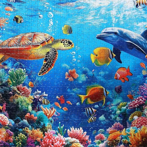 Miniatura 6 de Moruska Rompecabezas submarino de 1000 piezas para adultos, rompecabezas de animales bajo el mar, escena oceánica, 1000 piezas