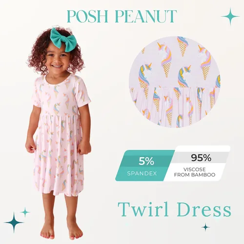 Miniatura 37 de Posh Peanut - Vestidos para niñas – Vestido suave para niña hecho con viscosa de bambú – Vestidos de otoño, primavera y verano para niñas
