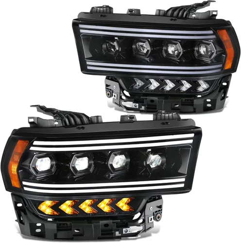 Miniatura 18 de DNA MOTORING HL-HAY-020-CH Par de faros de halo completos con señal de giro secuencial LED, medio anillo, compatible con modelos 08-14 Dodge
