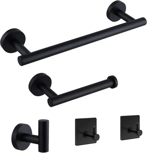 Juego de accesorios de baño de 5 piezas, juego de toalleros de acero inoxidable SUS304, toallero de mano de 16 pulgadas, estante de papel higiénico,