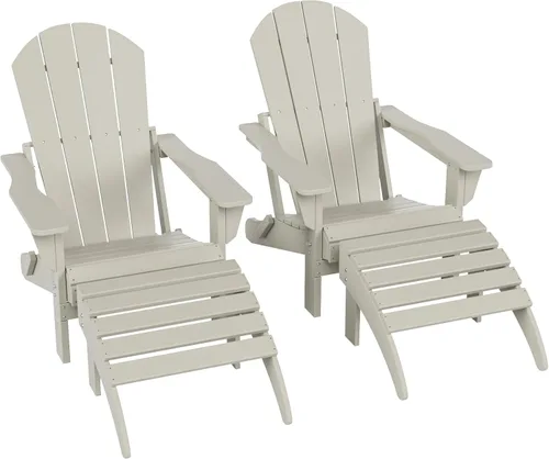 Miniatura 74 de WestinTrends Reposapiés otomano Adirondack para patio al aire libre, taburete de madera de polietileno para todo tipo de clima, ampliamente Azul