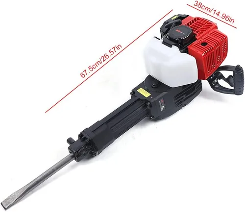 Miniatura 10 de Martillo de gas 2 en 1 y disyuntor de perforación, motor de 52 cc con motor de 2 tiempos con juego de brocas de cincel plano, refrigeración por aire