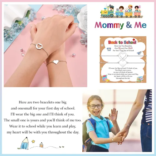 Miniatura 2 de SUNSH Regalos de regreso a clases, pulsera para mamá e hija, hijo, juego de pulseras a juego para el primer día de escuela, regalos para niñas