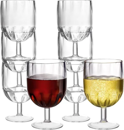 Paquete de 8 copas de vino de plástico con tallo, copas transparentes irrompibles de 12 onzas, copas de vino reutilizables, sin BPA, a prueba de