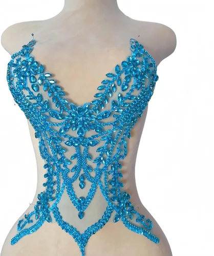 Miniatura 15 de Parches de encaje con cuentas a mano, disfraces, apliques con cristales de diamantes de imitación para manualidades, protege bodas, fiestas