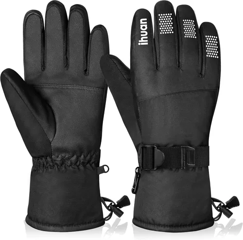 ihuan Guantes de esquí impermeables para hombres y mujeres, guantes de nieve de invierno para clima frío, guantes de snowboard con dedos para