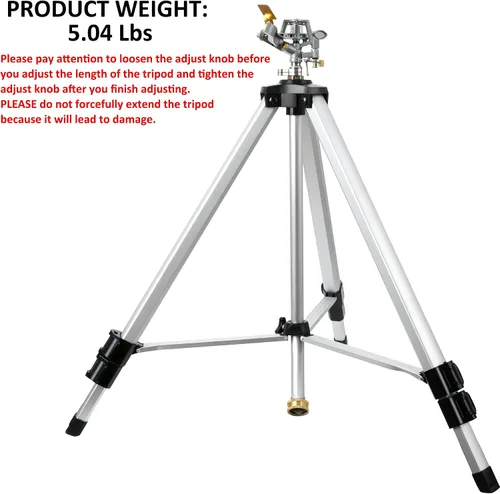 Miniatura 7 de STYDDI Rociador de impacto resistente en base de trípode, rociador telescópico de metal extra alto para áreas grandes, patio, césped, jardín, aguas