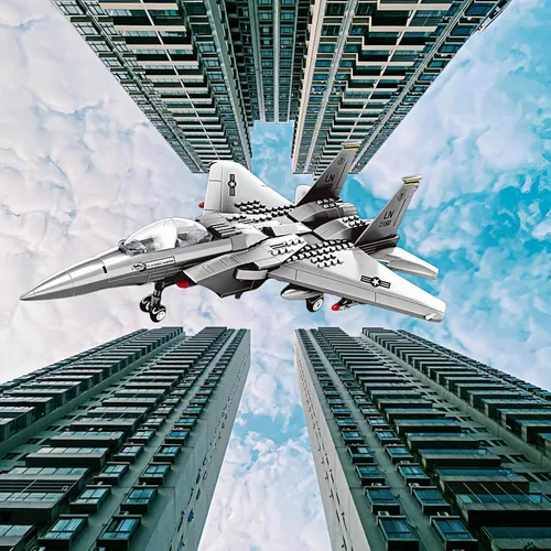Miniatura 8 de Avión de combate F-15 Eagle militar compatible con Lego, avión de juguete de 270 piezas para niños de 10 años en adelante y adultos, juguetes