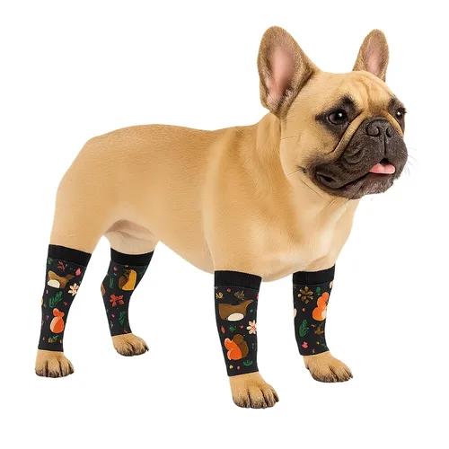 Petwarm Juego de 4 fundas de recuperación para perros con estampado de bosque de zorro, fundas de apoyo para articulaciones sin conos para perros,