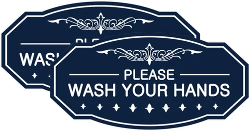 Miniatura 42 de Signs ByLITA Letrero de Victorian Please Wash Your Hands (plata cepillada) - Grande Brushed Silver