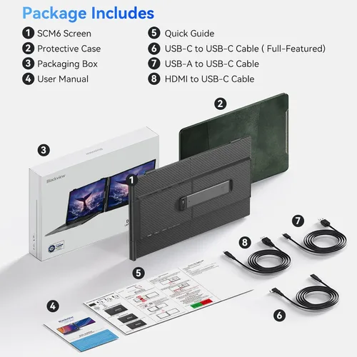 Miniatura 9 de Blackview Extensor de pantalla para laptop, 1.3 libras ultraligero y ultradelgado de 0.17 pulgadas, 14 pulgadas, FHD 1080P IPS, extensor de monitor