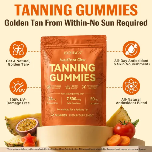 Miniatura 3 de Gomitas bronceadoras, suplemento de bronceado sin sol para mujeres y hombres, con beta-astaxantina, caroteno, licopeno, colágeno y vitaminas