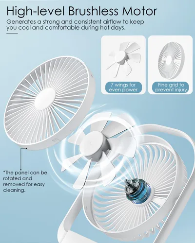 Miniatura 3 de AceMining Ventilador, ventiladores silenciosos y refrigeración, ventiladores recargables, ventilador de escritorio con 4 velocidades, ventilador USB