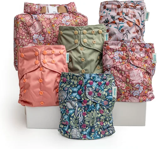 Miniatura 30 de Kinder Juego de 5 pañales de tela reutilizables para bebé, estilo bolsillo, camiseta atlética que absorbe la humedad, recién nacido a orinal 7-60