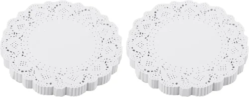 Miniatura 9 de DECORA Tapones redondos de encaje de papel blanco de 12.5 pulgadas para decoraciones de mesa de boda, 100 unidades AM042