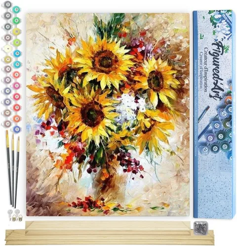Miniatura 120 de Figured'Art - Juego de pintura por números, lienzo enrollado sin marco, para manualidades, para adultos, 16 x 20 pulgadas, jarrón de peonías