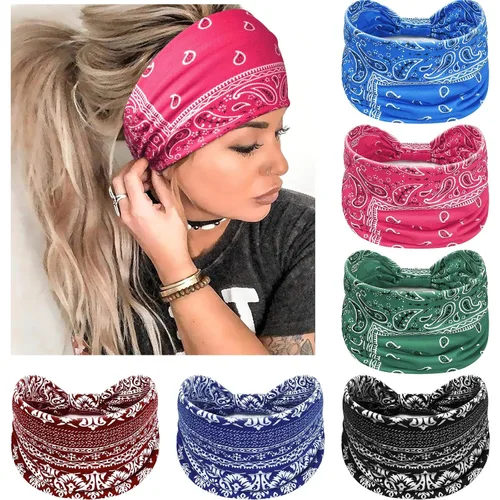 Miniatura 17 de Awumbuk Diademas anchas para mujeres anudadas antideslizantes bandas para la cabeza suaves diadema turbante accesorios para el cabello boho africano