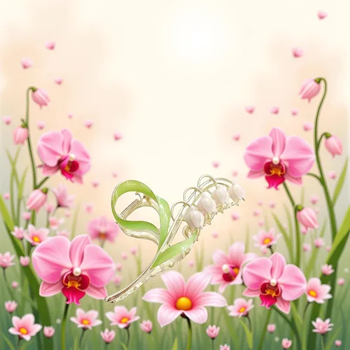 Miniatura 8 de Pink Lily of The Valley - Pinzas para el cabello, orquídeas grandes, antideslizantes, fuertes pinzas de metal, garras de pelo de acetato, bonitos