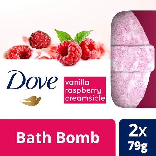 Miniatura 2 de Dove Milk Swirls Vanilla Raspberry Creamsicle Bombas de baño de 2.8 onzas (paquete doble)