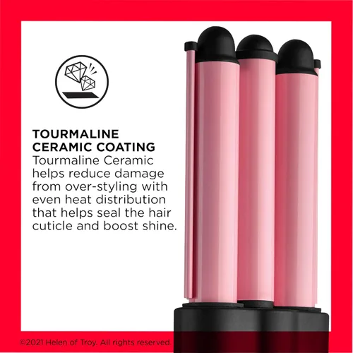 Miniatura 2 de Revlon Ondulador de pelo jumbo de 3 barriles Ondas de aspecto natural de larga duración, (rosa)