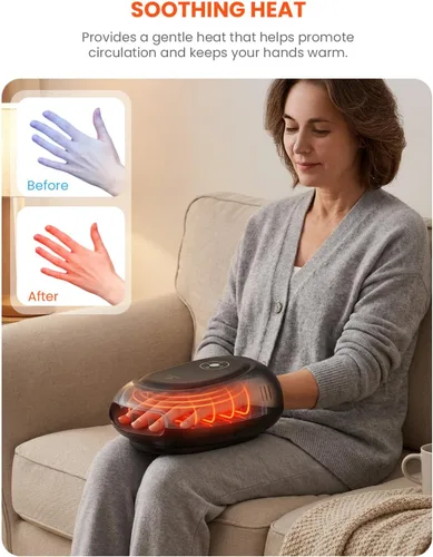 Miniatura 7 de COMFIER Masajeador inteligente de manos, control de aplicación, masaje de manos con calor y compresión, masajeador para artristis, túnel carpiano