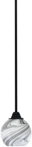 Miniatura 166 de Toltec Lighting Paramount - Mini colgante de 1 luz en acabado negro mate con cristal de arte perla de 7 pulgadas y estilo negro