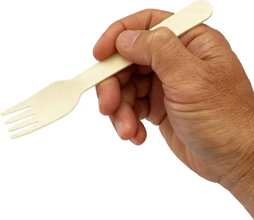 Miniatura 2 de KingSeal - 100 tenedores desechables de madera de abedul, biodegradables y respetuosos con el medio ambiente, certificado FSC, 6 pulgadas