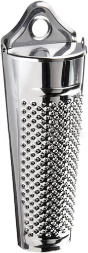 Rallador de nuez moscada con almacenamiento, cepillo de cocina de ajo y jengibre Limón de mano de acero inoxidable Nuez moscada Rallador Tuerca