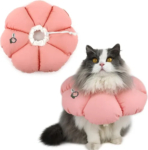 Miniatura 8 de Collar de cono de gato, lindo collar de recuperación impermeable para gatos, antimordeduras, cicatrización de heridas, collar isabelino para gatos