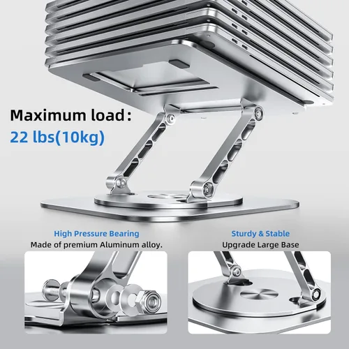 Miniatura 4 de MCHOSE Soporte para laptop con base giratoria de 360°, soporte plegable para computadora ajustable, diseño ergonómico compatible con MacBook Air