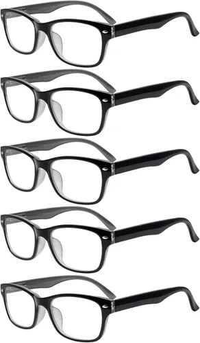 SIGVAN - Paquete de 5 gafas de lectura con bloqueo de luz azul, anteojos de calidad, bisagras de resorte, lectores de computadora coloridos para