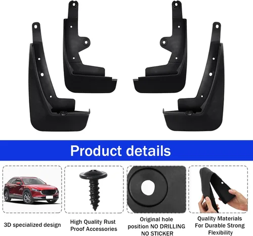 Miniatura 3 de Peleus Guardabarros mejorados para Mazda CX-30 2025 2024-2020, aletas antisalpicaduras aerodinámicas, juego de 4 guardabarros y aletas para Mazda