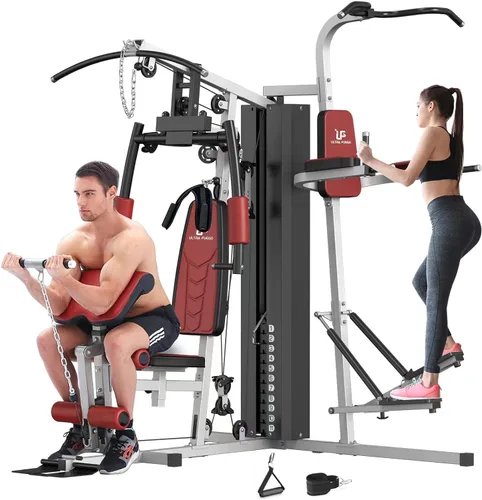 Miniatura 10 de ULTRA FUEGO Estación de entrenamiento de gimnasio en casa multifuncional con sistema de polea, desarrollador de brazos y piernas para entrenamiento