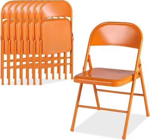 Miniatura 13 de VECELO Paquete de 8 sillas plegables con marco de metal, asiento de acero con triple soporte para oficina en casa, ahorro de espacio sin montaje