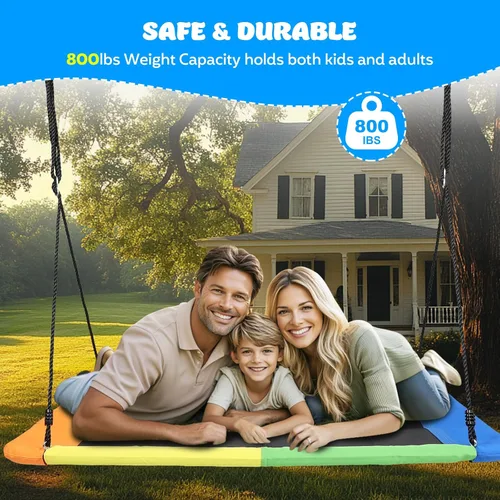 Miniatura 5 de Columpio de árbol rectangular gigante de 60 pulgadas para niños y adultos, resistente al agua y duradero, columpio grande para árbol al aire libre