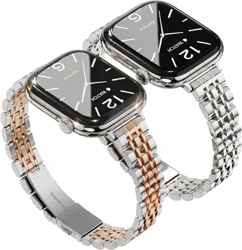 Miniatura 13 de Slim Metal Band Compatible with Apple Watch Bands for Women, Series 11/10/9/8/7/6/5/4/3/2/1/SE, 46/42mm (S11/10), 45/44/42mm, 41/40/38mm Stainless