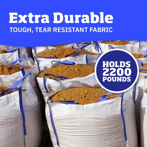 Miniatura 2 de DURASACK Bolsas de basura resistentes para constructores, 378 l, blancas, tejidas, de polipropileno, para demolición y construcción, con capacidad
