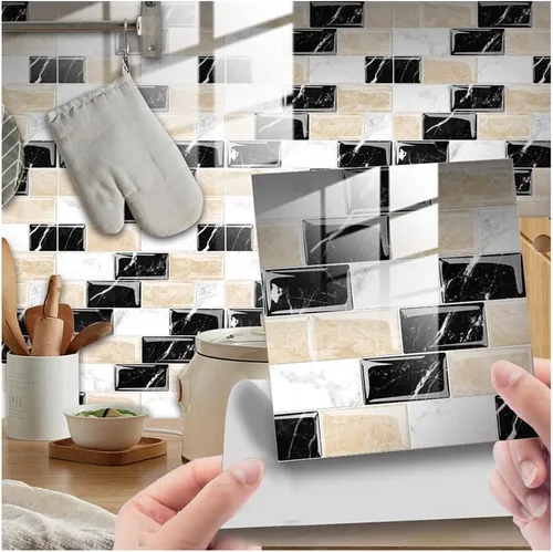 Adhesivos para azulejos de mosaico, azulejos de pared de mosaico, despegar y pegar, ladrillo para salpicaduras de cocina, azulejos de pared 10 hojas
