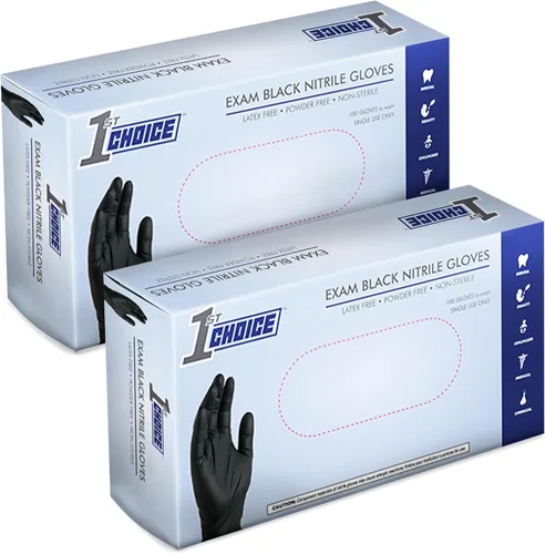1st Choice Guantes negros de nitrilo desechables sin látex, guantes negros de grado examen para cocinar, médico, dental, limpieza, 4 mil