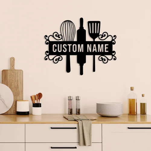 Miniatura 4 de Letrero de nombre de cocina personalizado, decoración de pared de metal, letrero de metal personalizado para cocina, decoración de pared de cocina