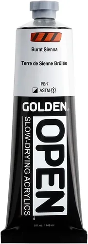 Miniatura 35 de GOLDEN OPEN Acrílicos de secado lento, Siena cruda, tubo de 2 fl oz, Pintura acrílica profesional, semiopaca Tierra de sierra natural