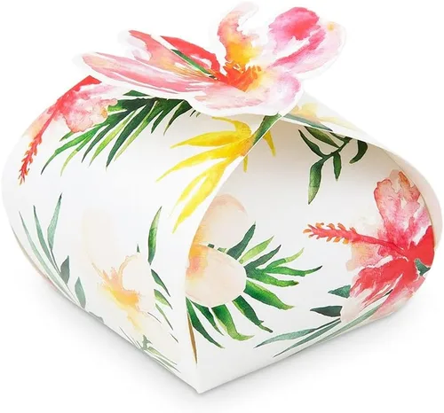 Miniatura 6 de Cajas de papel de regalo de boda de forma única, hoja de palmera, juego de 10