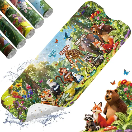 Miniatura 10 de XIYUNTE Alfombra de Baño para Bebé para Bañera Antideslizante Alfombra de Baño para Niños - 40''x16'' Extra Larga Alfombra de Bañera para Bebé