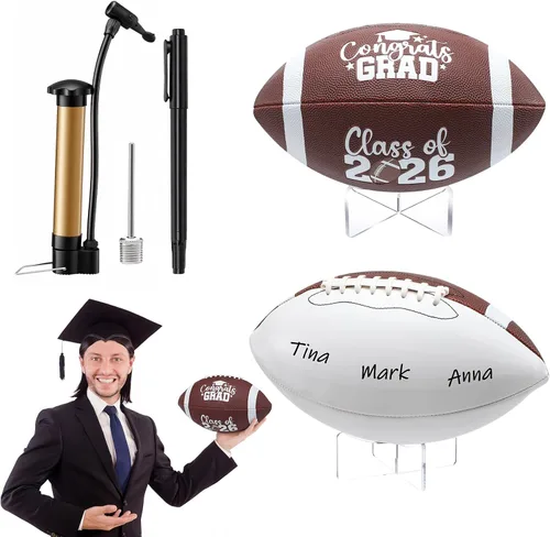 Miniatura 10 de Seematn Juego de fútbol americano impreso con autógrafo con soporte acrílico y bomba de bolígrafo de la firma, juego de regalo de entrenador