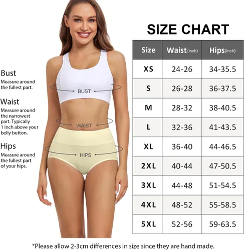 Miniatura 5 de wirarpa - Ropa interior de algodón para mujer, cintura alta y cobertura completa, paquete de 4unidades (tallas regular y extragrande)