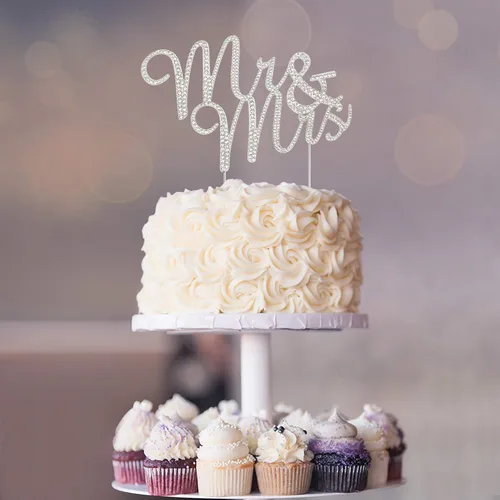 Miniatura 8 de Decoración para torta con inscripción Mr. and Mrs.