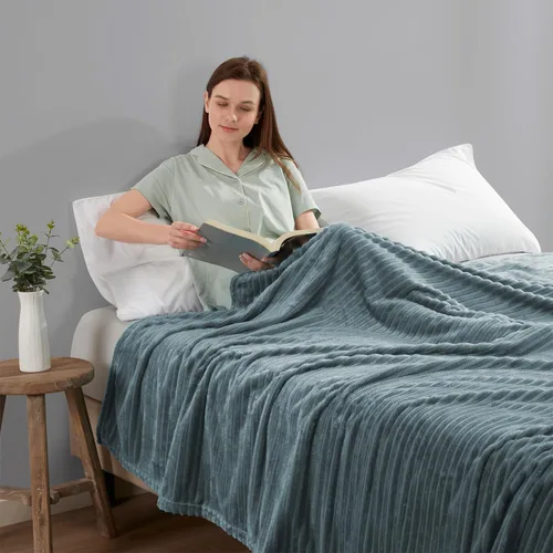 Miniatura 6 de Nestl Manta azul tamaño Queen para cama - Mantas acogedoras y cálidas para mujeres, mantas de felpa grande de vellón para niñas, azul piedra, 90 x