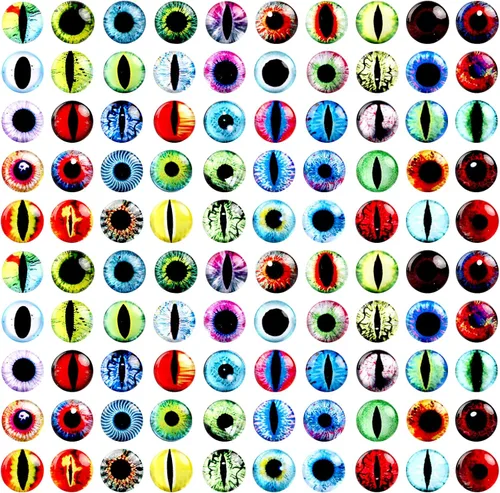 Miniatura 8 de 100 ojos de cabujón de cristal para hacer muñecas de arcilla, manualidades, manualidades, joyería, ojos de cristal (0.394 pulgadas)
